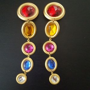 VTG Long Dangle Earrings Rhinestones